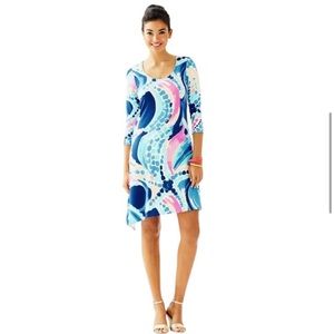 Lilly Pulitzer Ariana Ocean Jewels Swing Dress Sea Life Asymmetrical Hem, Size M